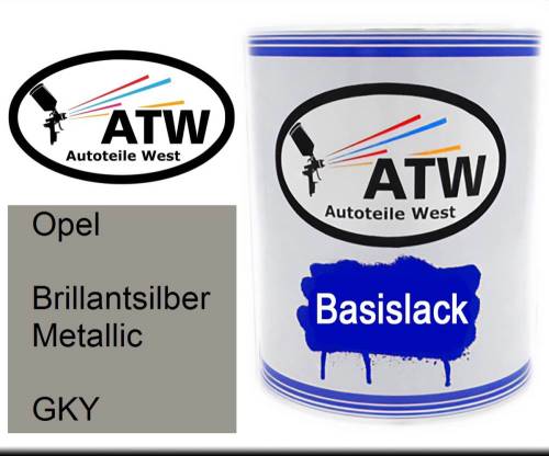 Opel, Brillantsilber Metallic, GKY: 1L Lackdose, von ATW Autoteile West.